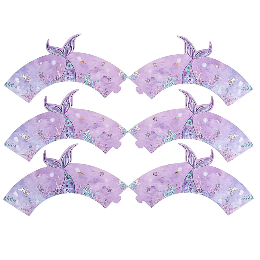 6pcs Mermaid Pattern Cupcake Wrapper