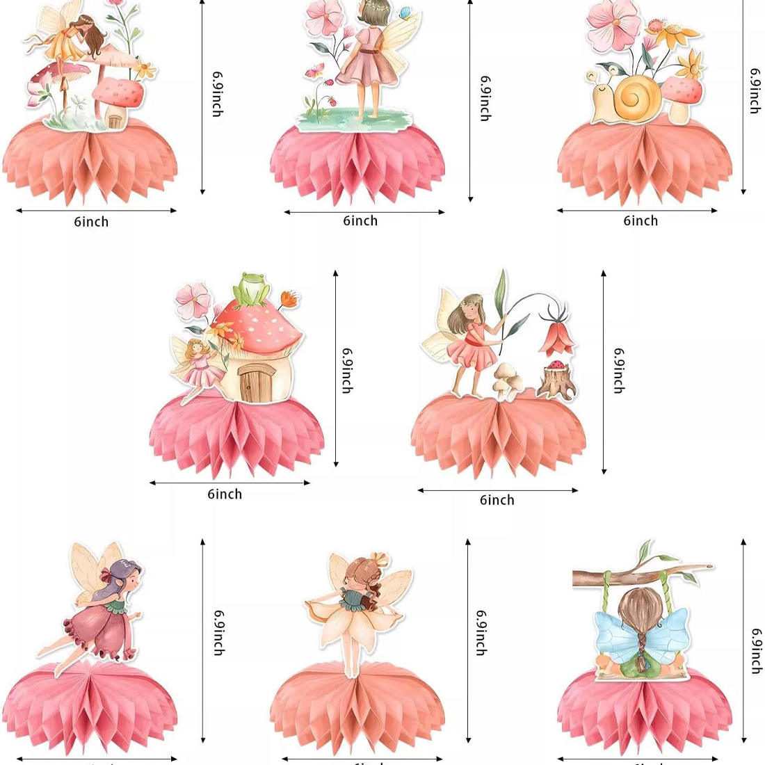 8 Piece Fairy Theme Honeycomb Party Decoration Set