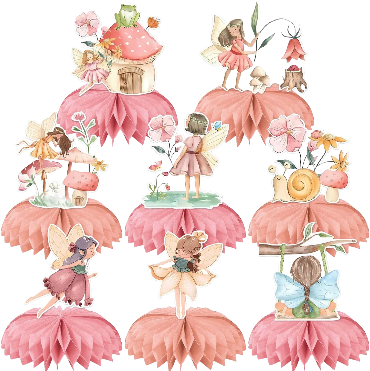 8 Piece Fairy Theme Honeycomb Party Decoration Set
