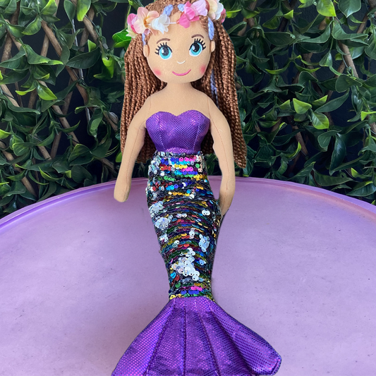 Aria the Purple and Rainbow Flip Sequin Mermaid Doll