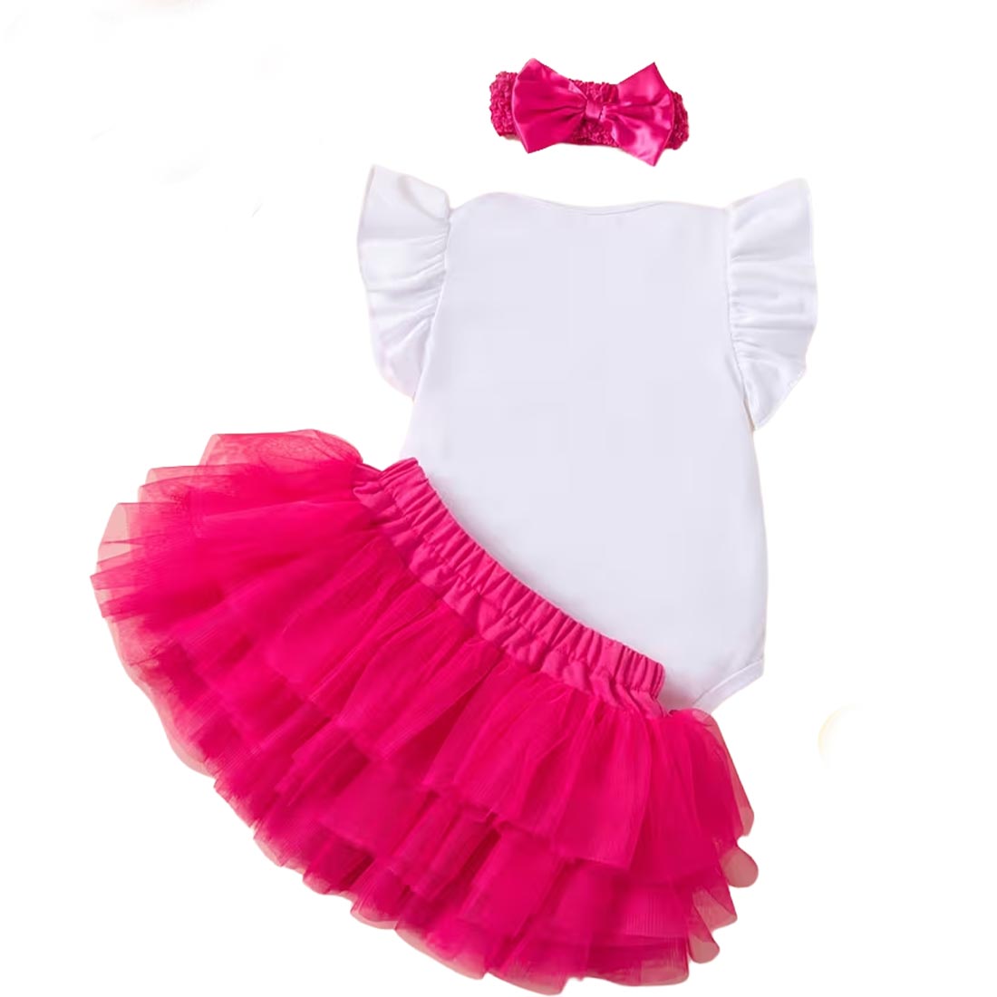 Baby One Year Old Hot Pink Fairy Tutu Birthday Outfit