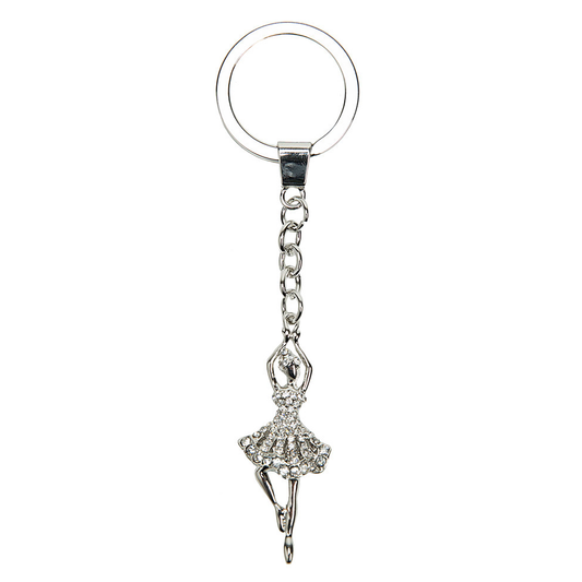 Ballerina Keyring- Silver Diamante