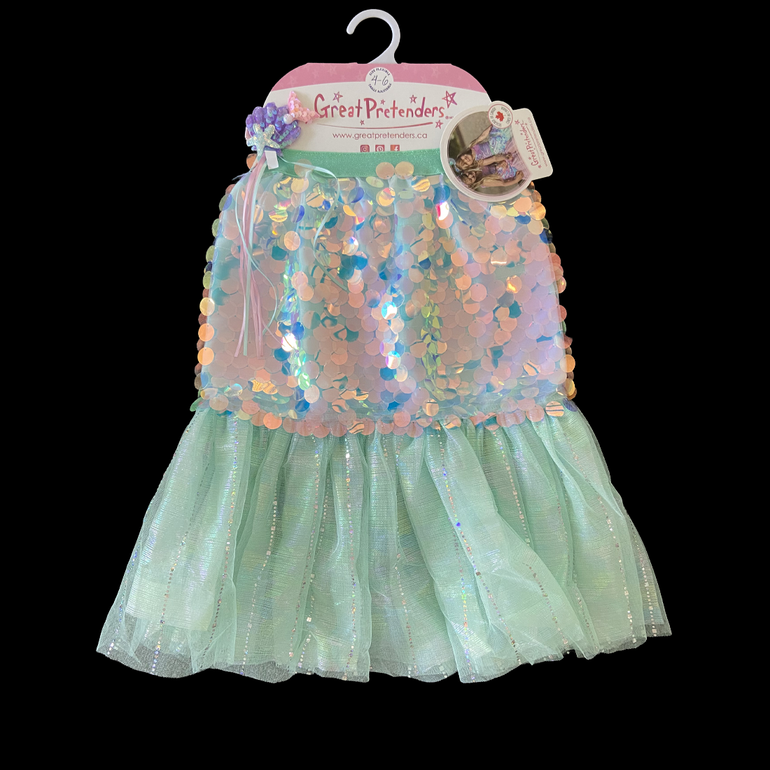 Bling Bling Mermaid Skirt & Hairclip Set Mint Size 4-6