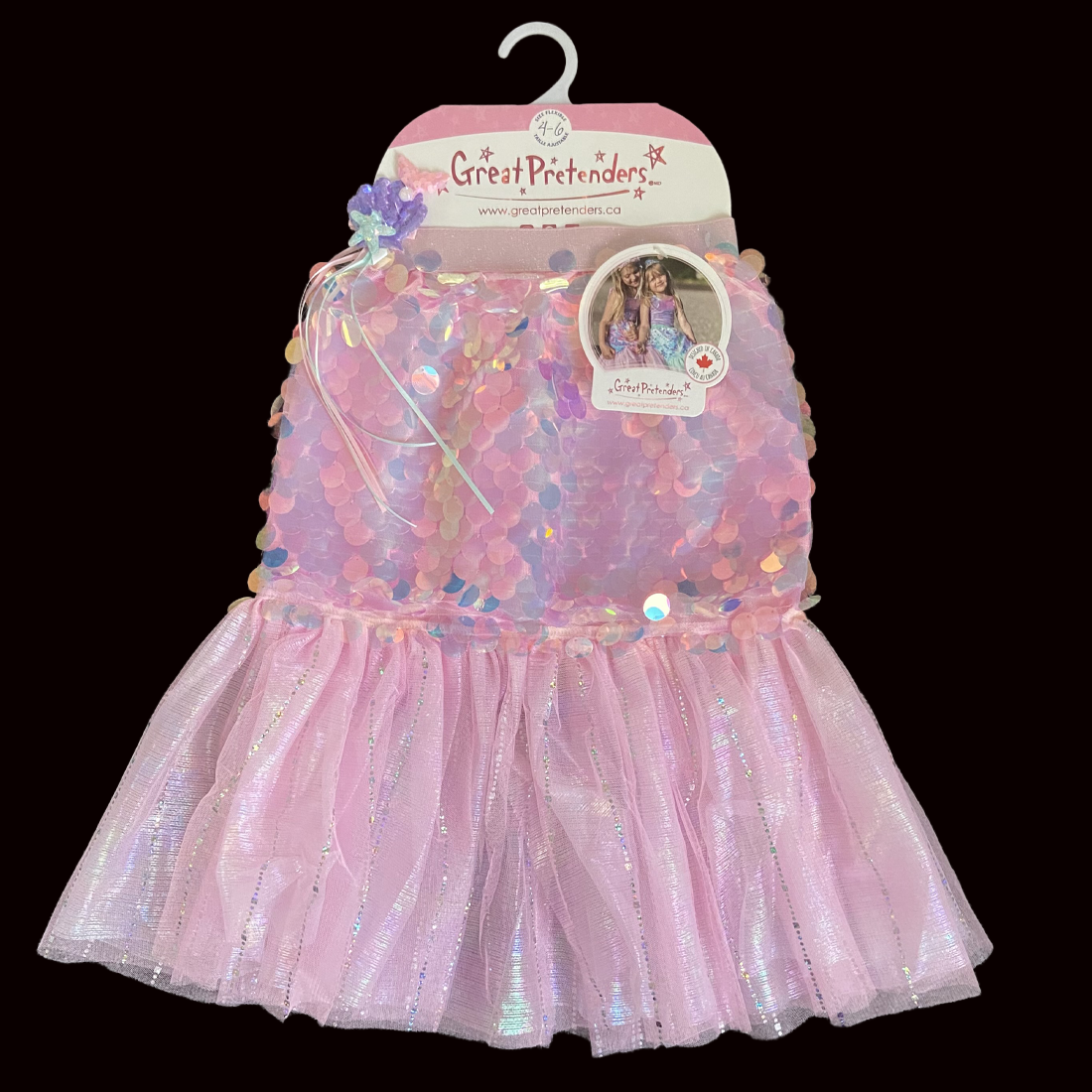 Bling Bling Mermaid Skirt & Hairclip Set Pink Size 4-6