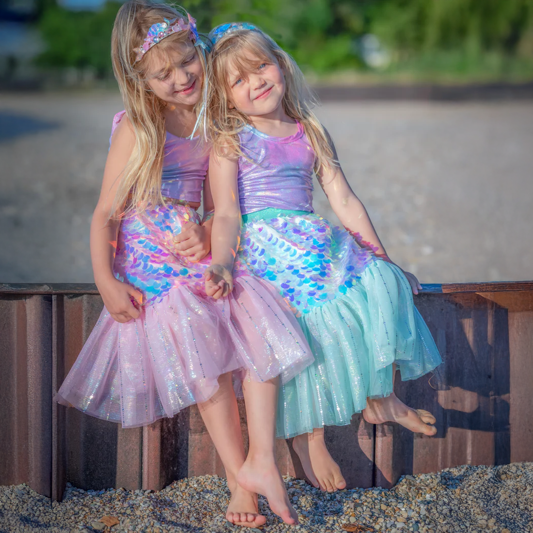 Bling Bling Mermaid Skirt & Hairclip Set Pink Size 4-6