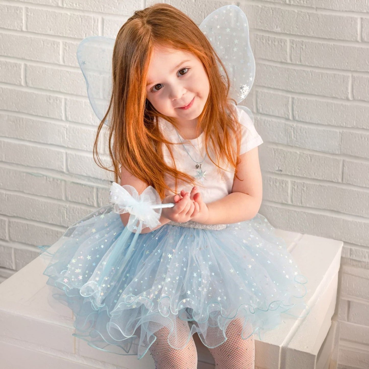 Blue and Silver Fairy Wings, Tutu and Wand Set