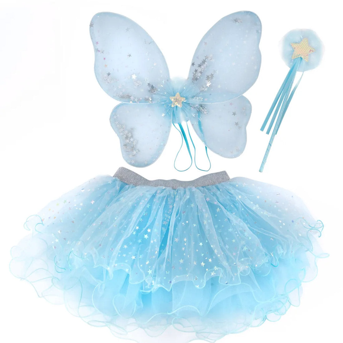 Blue and Silver Fairy Wings, Tutu and Wand Set