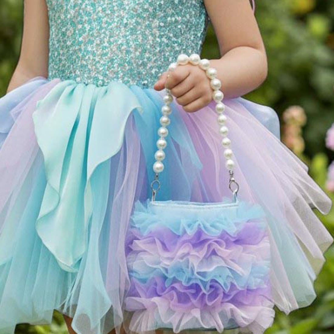 Blue Mermaid Ruffle Bag