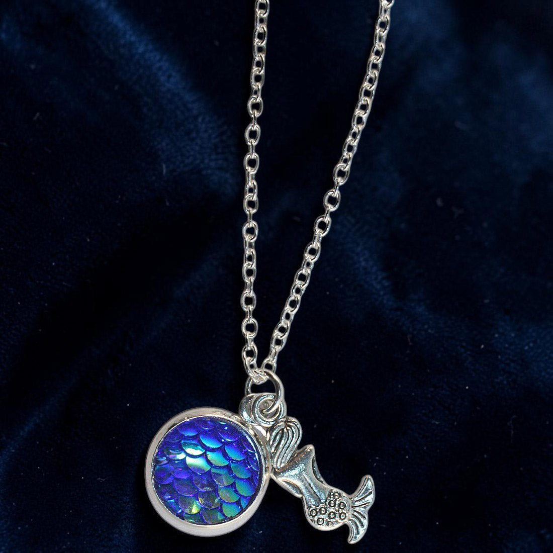 Blue Shimmer Mermaid Pendant Necklace