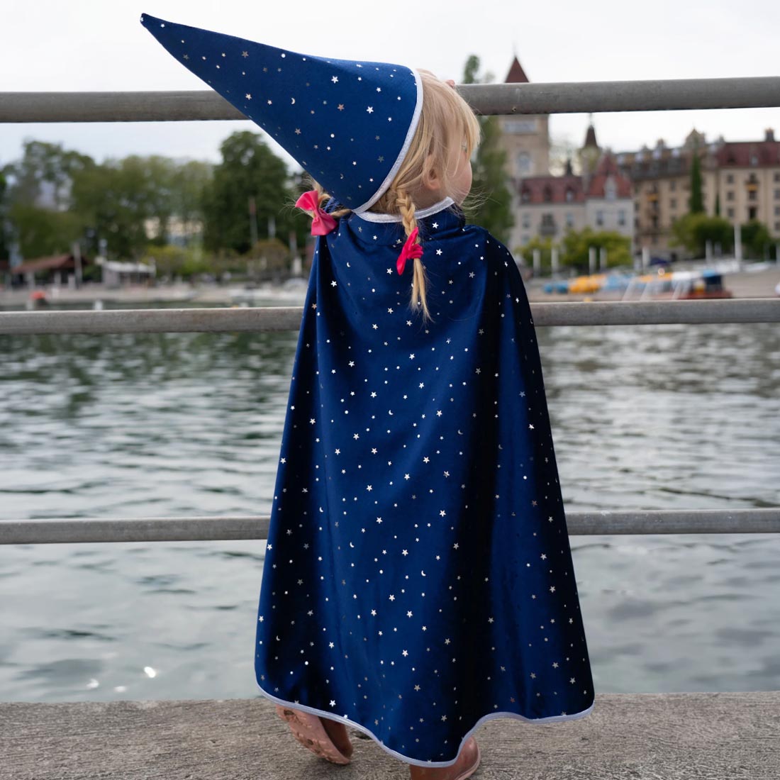 Blue & Silver Sparkle Wizard Cape & Hat - Size 4-6