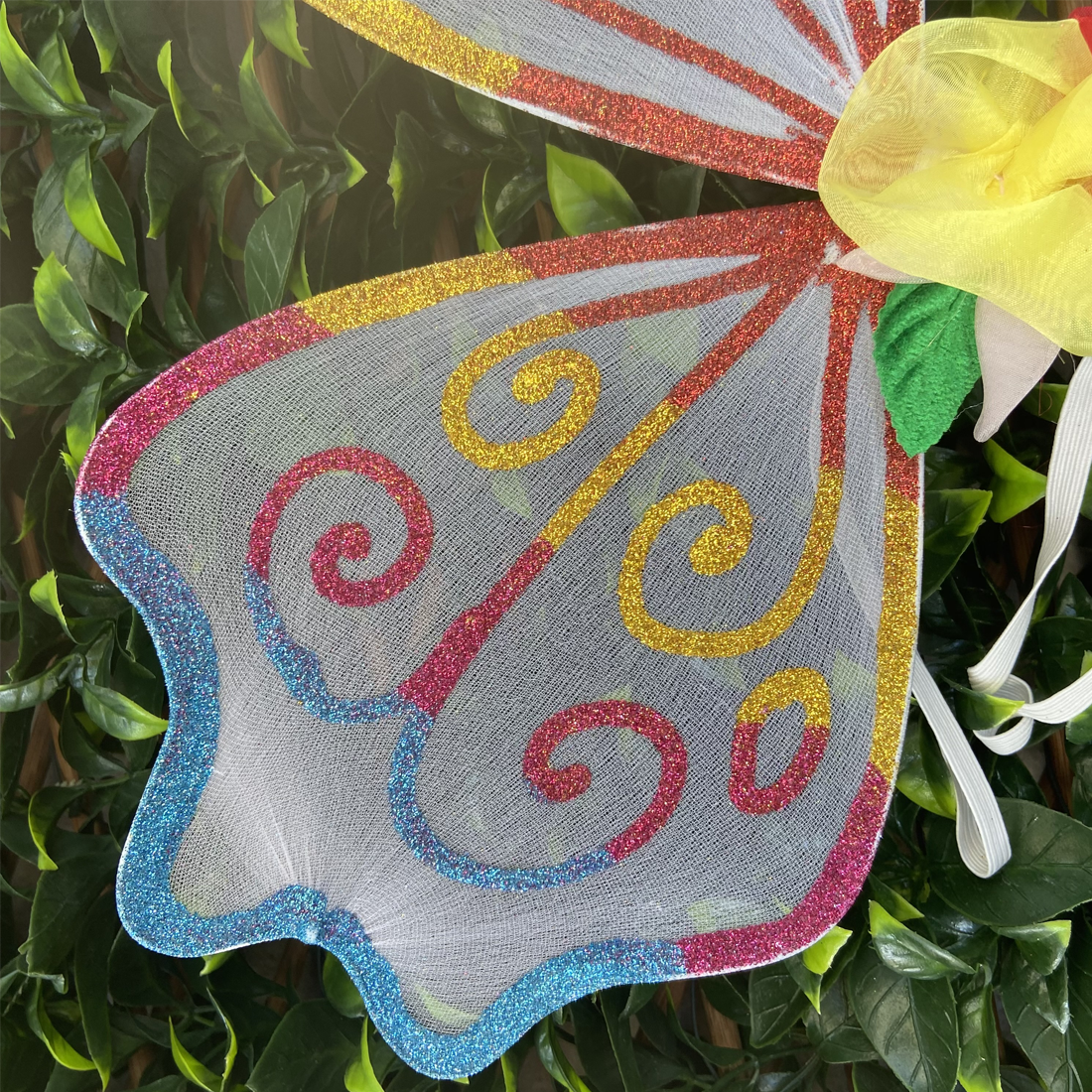 Bright Rainbow Floral Fairy Wings