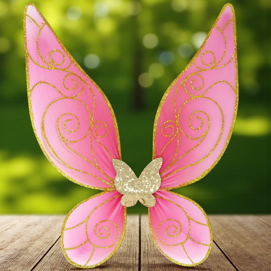 Butterfly Ballet Pink & Gold Sparkle Wire Wings