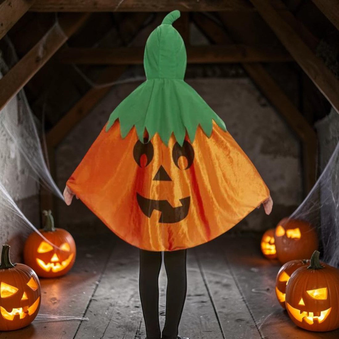 Child Pumpkin Hooded Cape