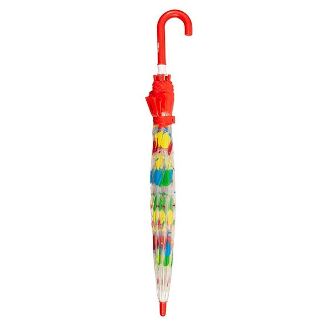Children's Clear Birdcage Umbrella with Balloons and Red Trim
