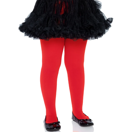 Children's Red Opaque Tights