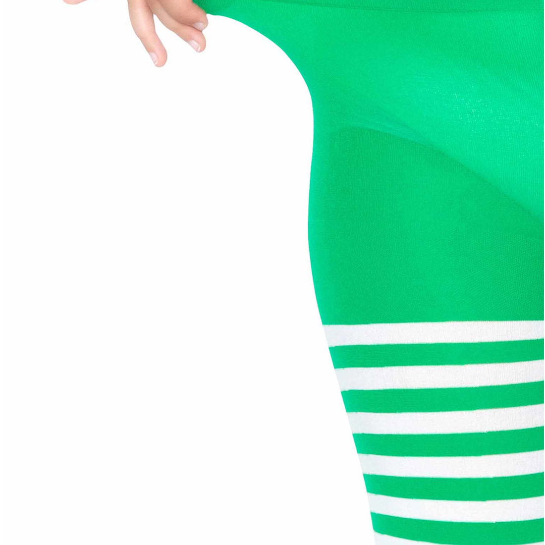 Childrens Striped Green / White Tights