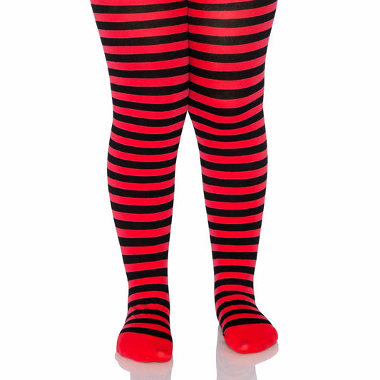 Childrens Striped Red / Black Tights