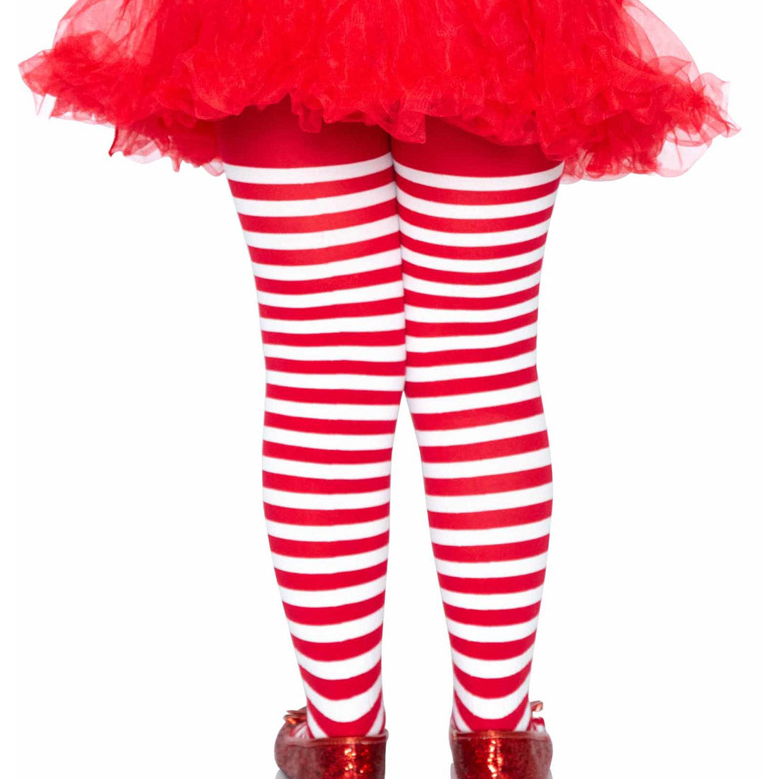 Childrens Striped Red / White Tights
