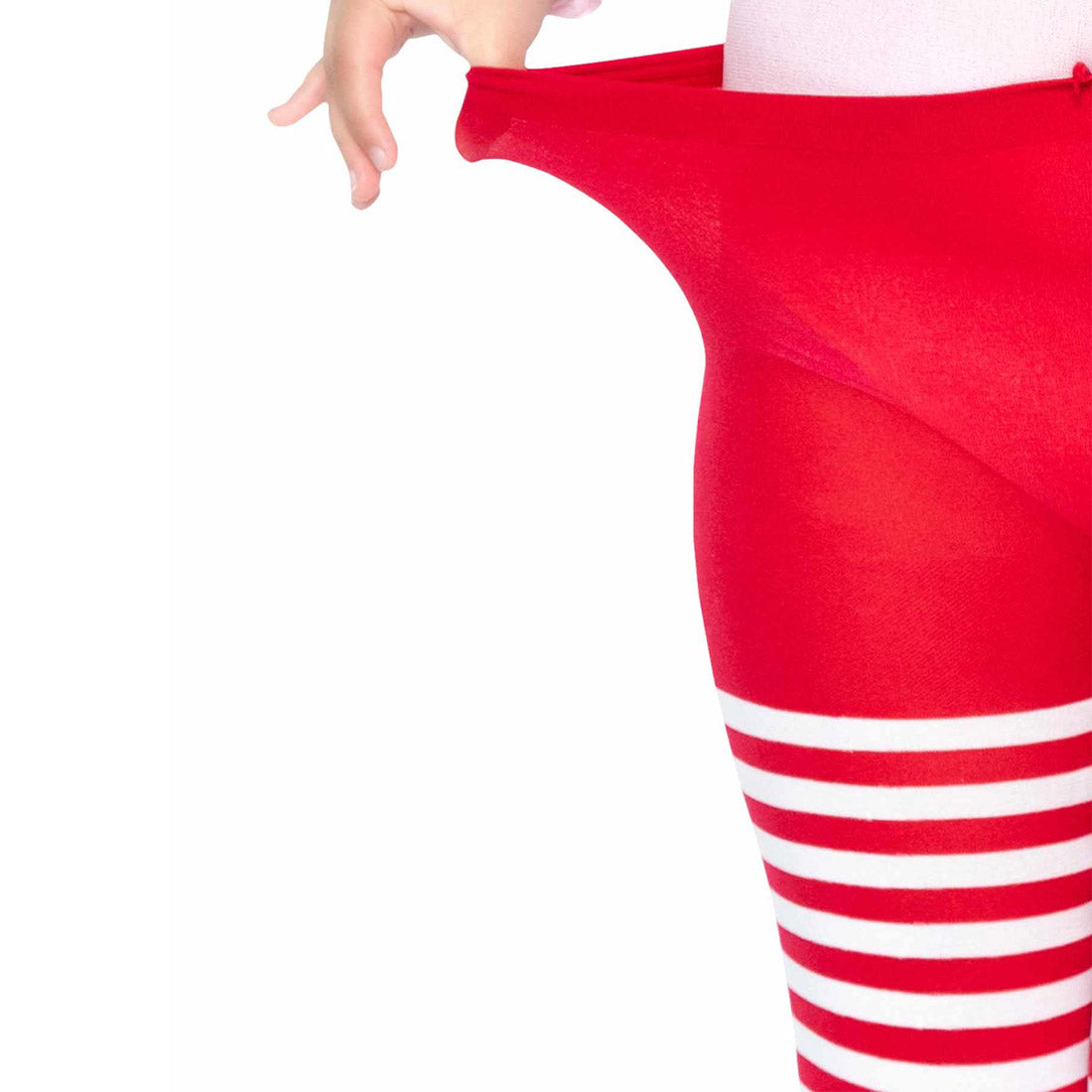 Childrens Striped Red / White Tights