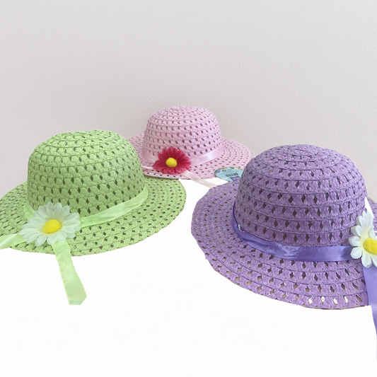 Childs Pink Green or Purple Bonnet Hat