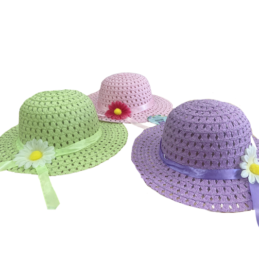 Childs Pink Green or Purple Easter Bonnet