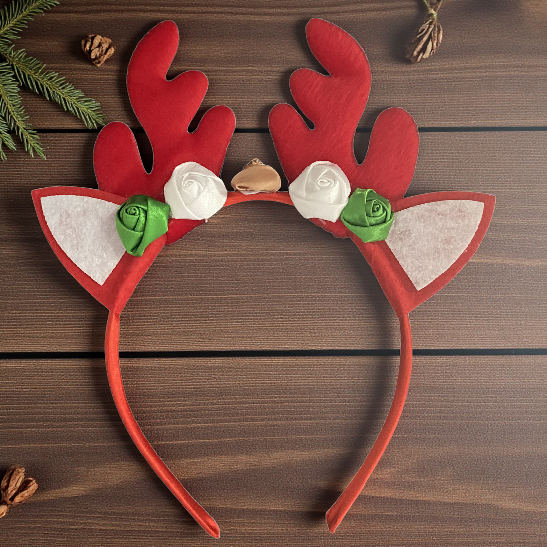 Childs Red Christmas Reindeer Antler Headband