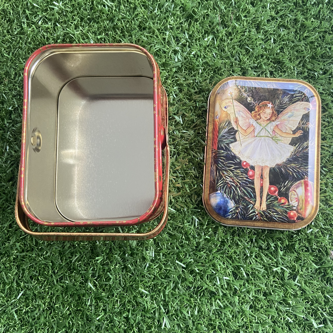 Christmas Flower Fairy Tin Handle Basket
