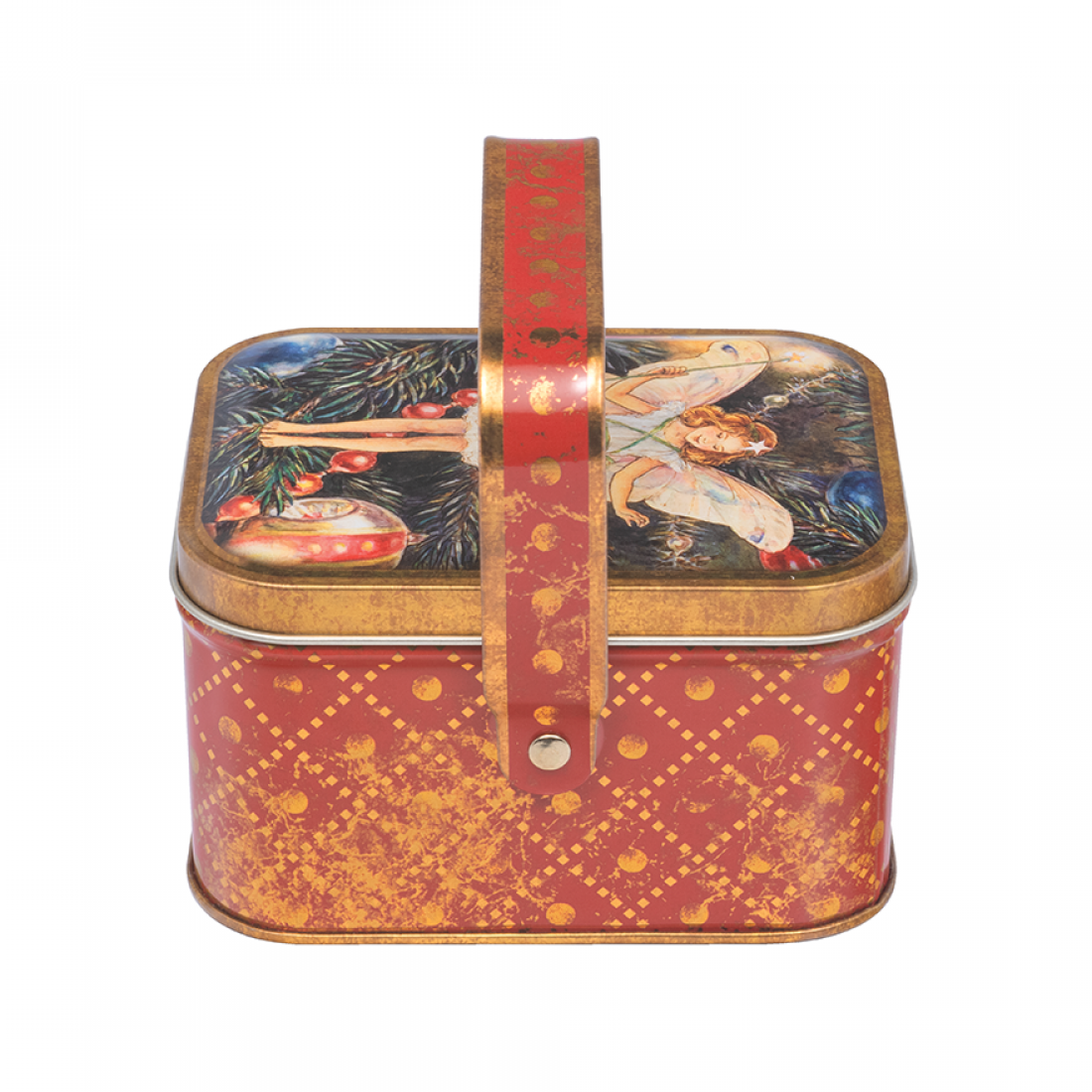 Christmas Flower Fairy Tin Handle Basket
