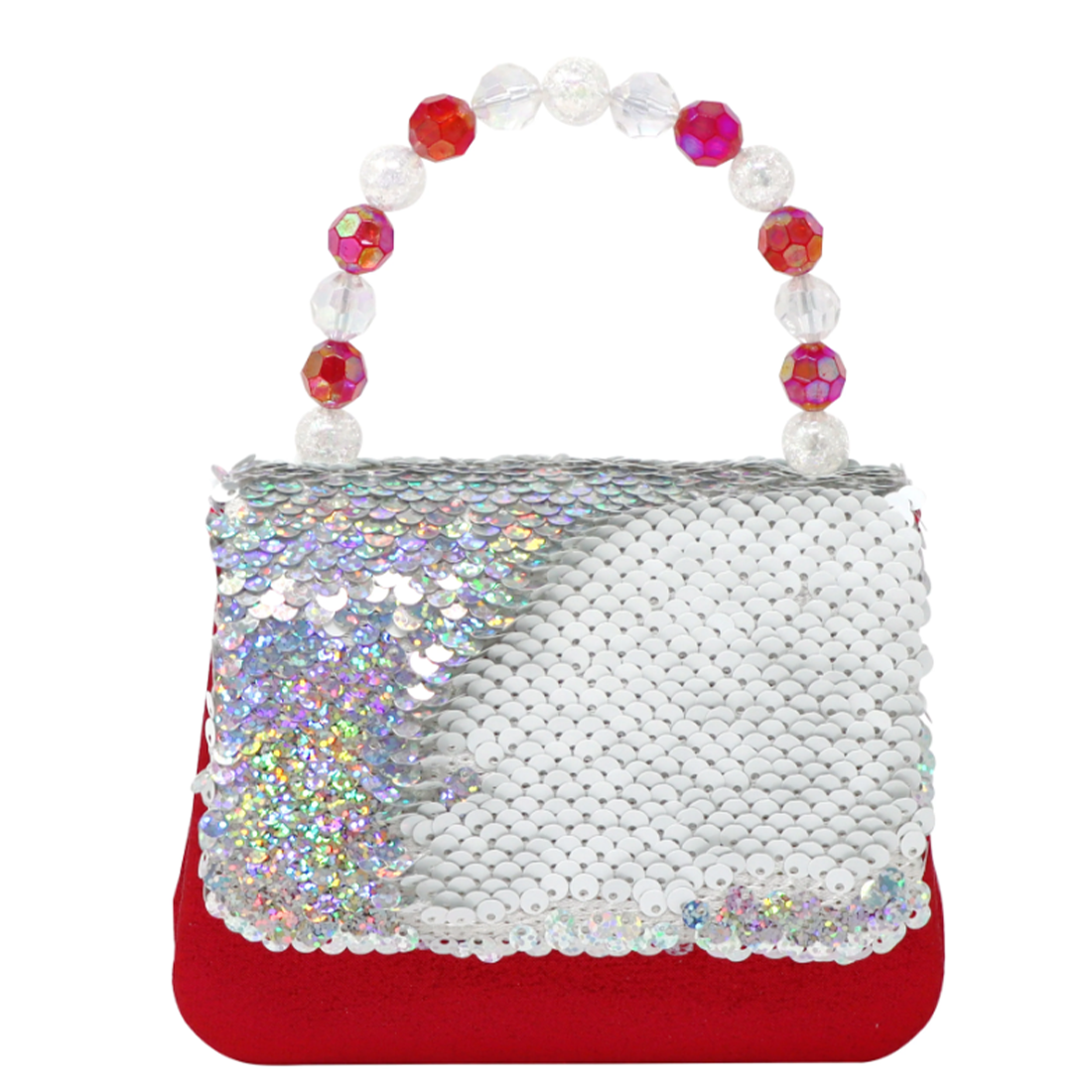 Reversible Red and White Sequin Festive Hard Handbag
