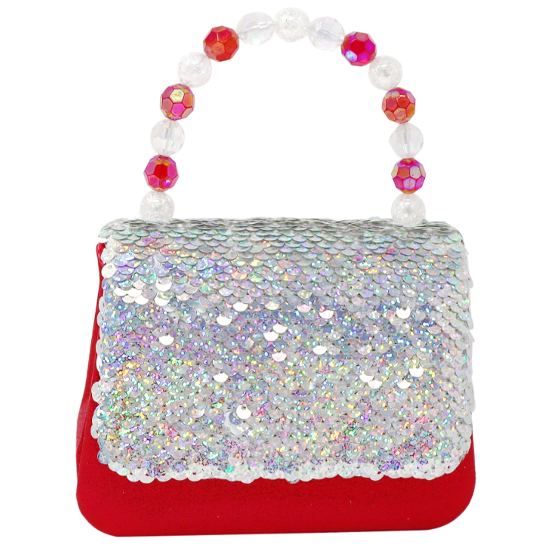 Reversible Red and White Sequin Festive Hard Handbag