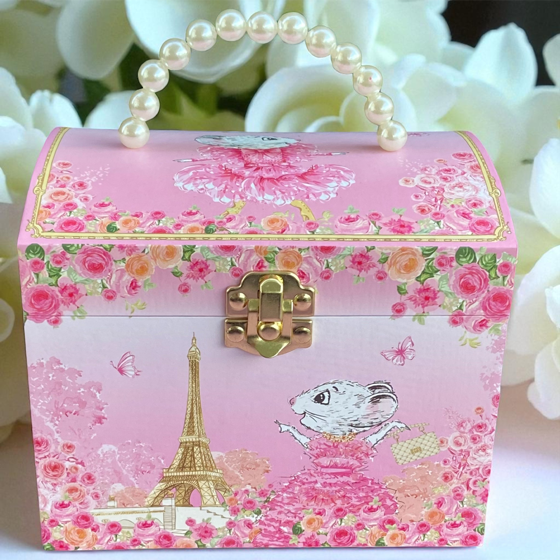 Claris The Chicest Mouse in Paris Pearl Musical Jewellery Box