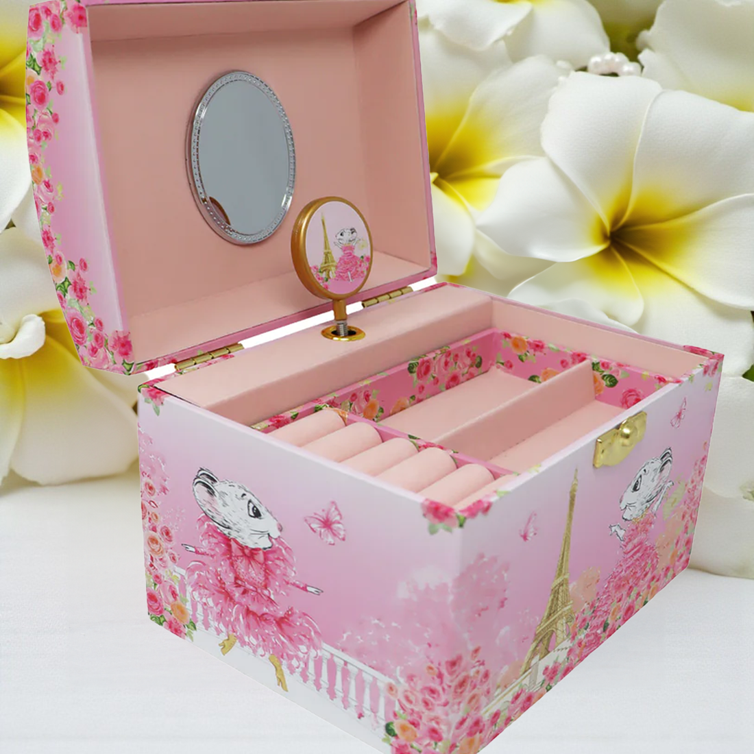 Claris The Chicest Mouse in Paris Pearl Musical Jewellery Box