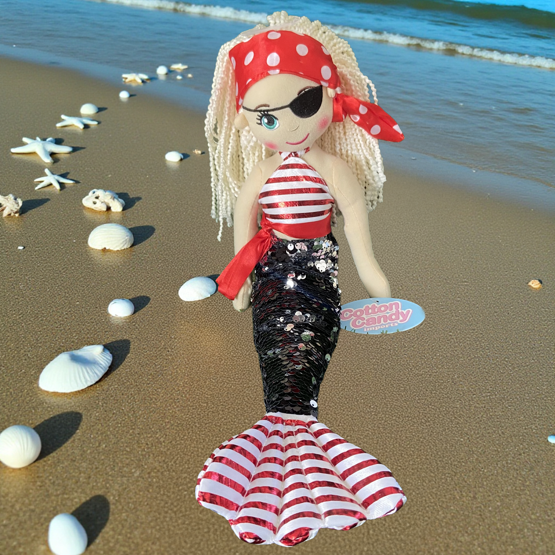 Cotton Candy Christine The Pirate Flip Sequined Mermaid Doll