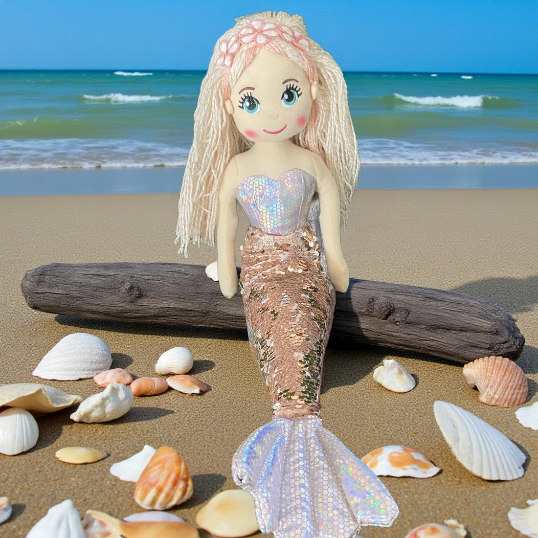 Cotton Candy Ella The Gold and Silver Flip Sequined Mermaid Doll