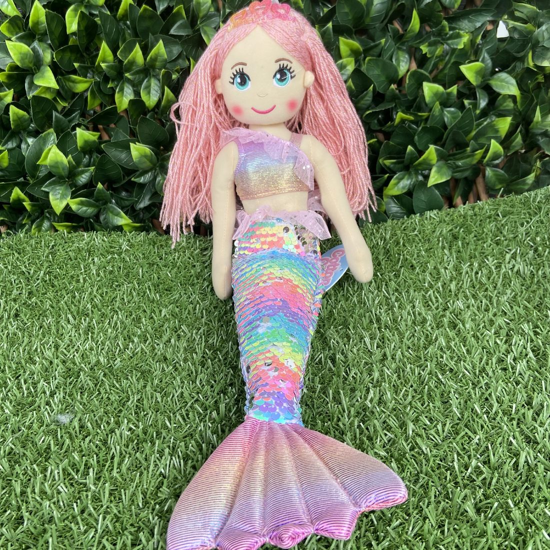 Cotton Candy Emma The Gradient Rainbow Flip Sequined Mermaid Doll With Tutu