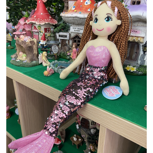 Cotton Candy Leah The Pink Flip Sequined Mermaid Doll