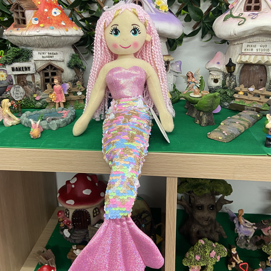 Cotton Candy Pearl The Pink and Gold Flip Sequined Mermaid Doll