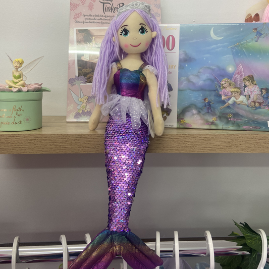 Cotton Candy Poppy The Purple Hair Flip Sequined Mermaid Fairy Doll