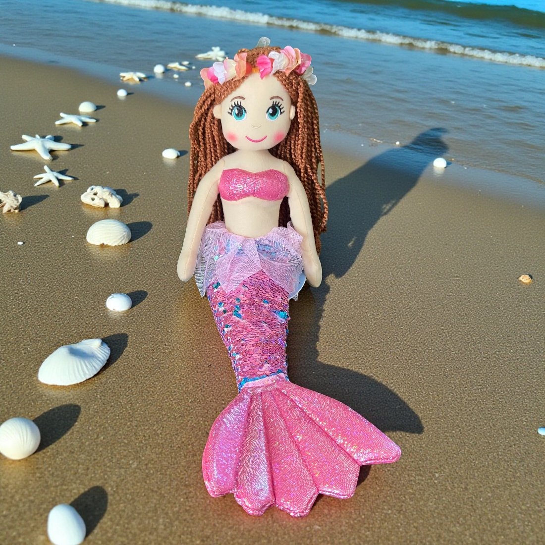 Cotton Candy Zoe The Pink Flip Sequined Mermaid Doll With Tutu