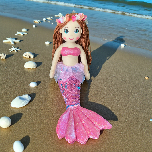 Cotton Candy Zoe The Pink Flip Sequined Mermaid Doll With Tutu