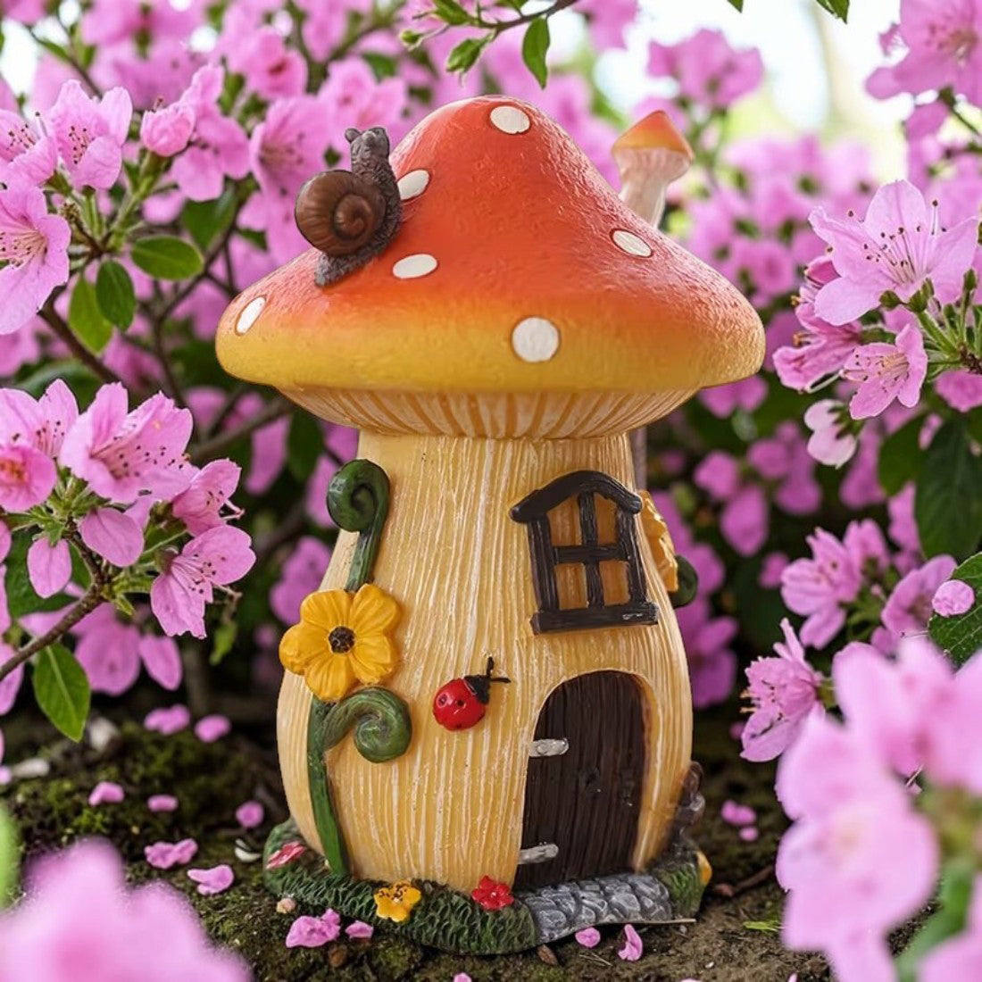 Enchanted Fairy Garden 6-Piece Resin House Set with Miniature Animal Friends