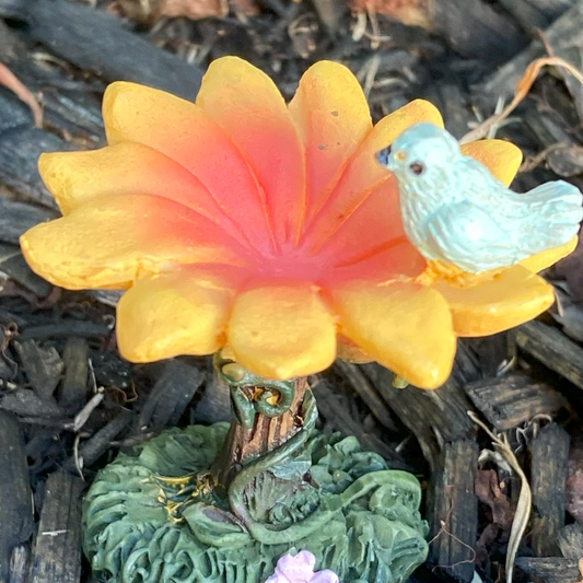 Enchanted Fairy Garden Sunflower Bird Bath