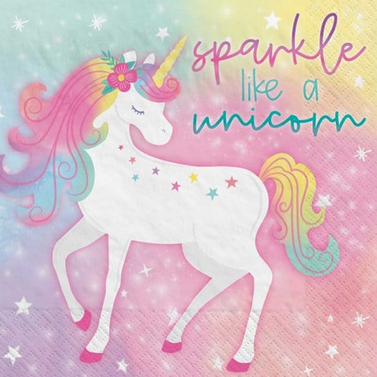 Enchanted Unicorn Party Lunch Napkins - Sparkle Like A Unicorn