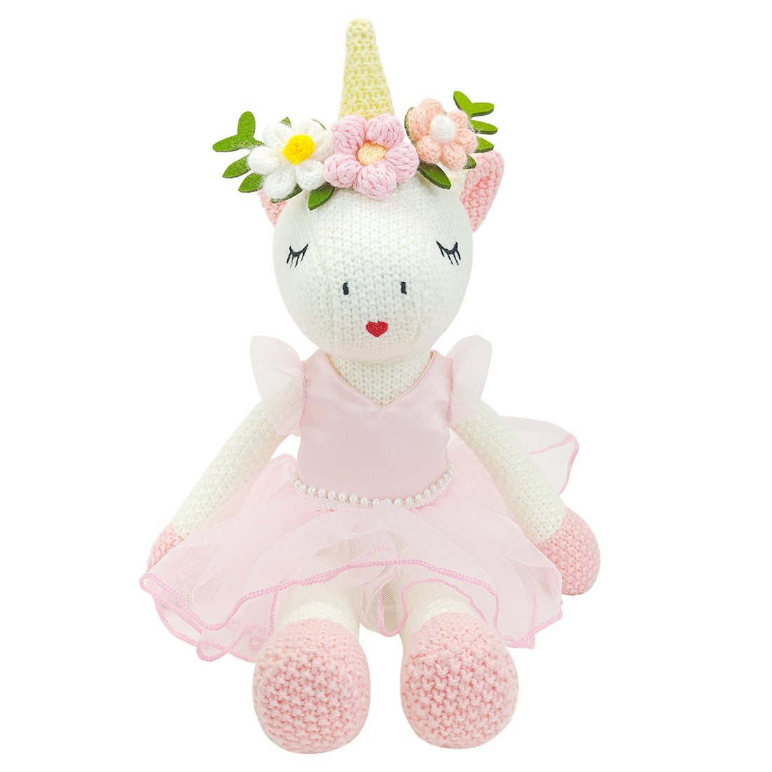 Eunice Knitted Unicorn Pink Dress Toy