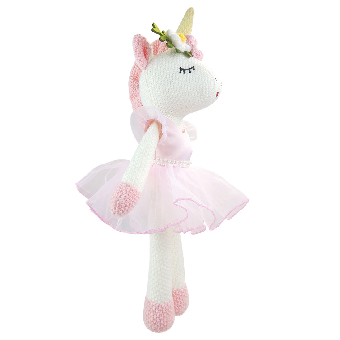 Eunice Knitted Unicorn Pink Dress Toy