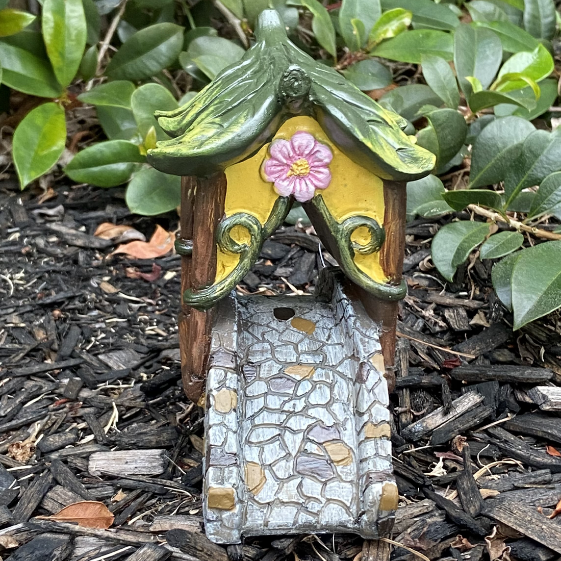 Fairy Garden Leaf Covered Bridge