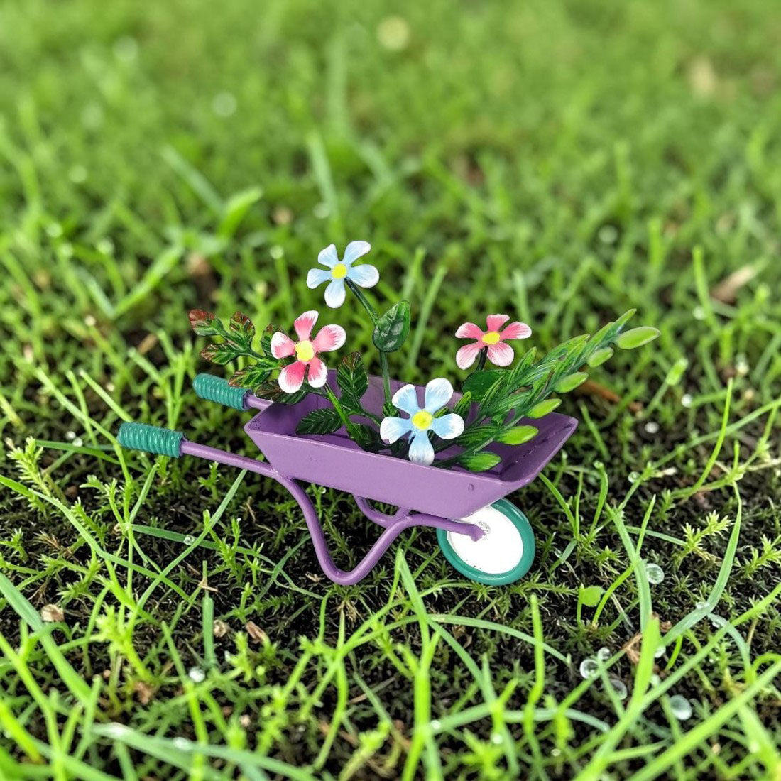 Fairy Garden Metal Mini Flower Wheelbarrow