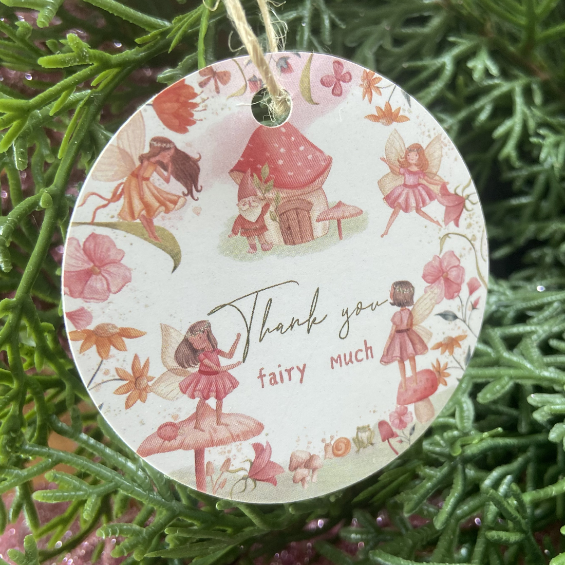 Fairy Garden Round Thank You Party Favour Gift Tag