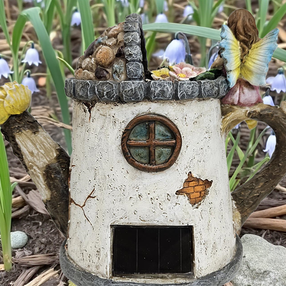 Fairy Garden Solar Watering Can House