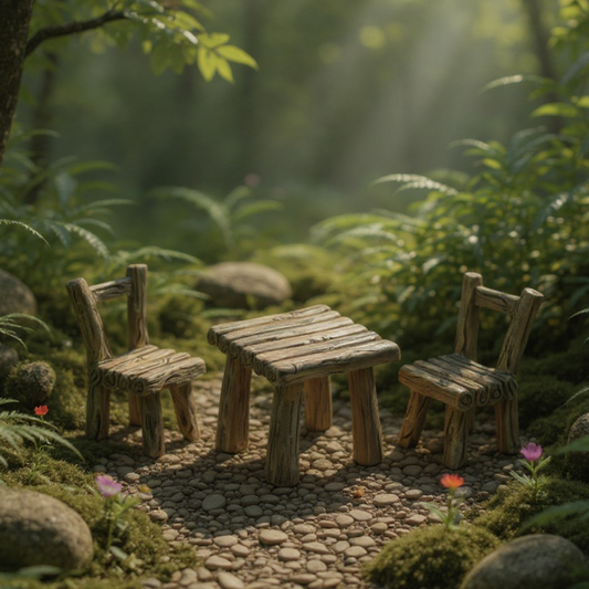 Fairy Garden Tree Log Table and Chairs